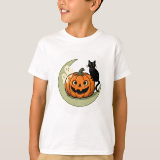 Zachte Halloween kat op pompoen kids T-shirt