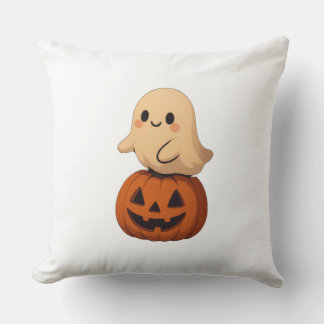 Zachte Halloween kussen met een knuffel spookje op