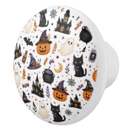 Zachte Halloween naadloos patroon met zwarte katte Keramische Knop