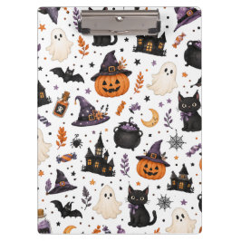 Zachte Halloween naadloos patroon met zwarte katte Klembord