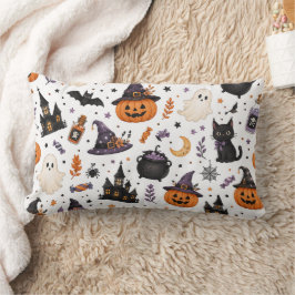 Zachte Halloween naadloos patroon met zwarte katte Kussen