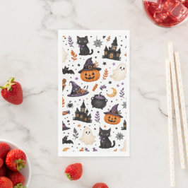 Zachte Halloween naadloos patroon met zwarte katte Servet