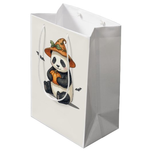 Zachte Halloween Panda Pompoen Cadeautas (Achterkant Gekanteld)