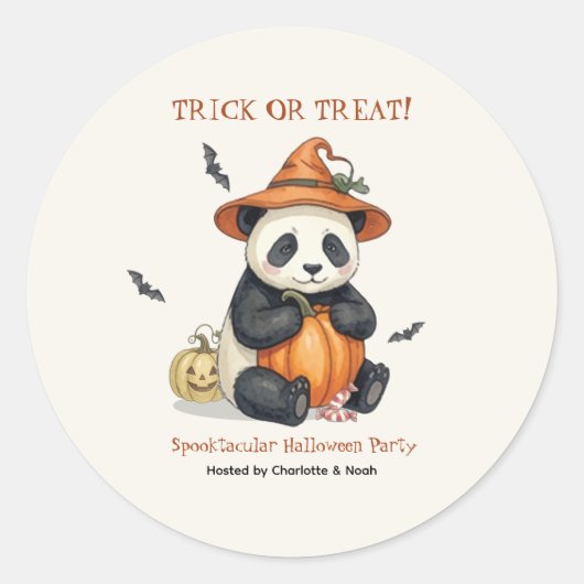 Zachte Halloween Panda Pompoen Ronde Sticker (Voorkant)