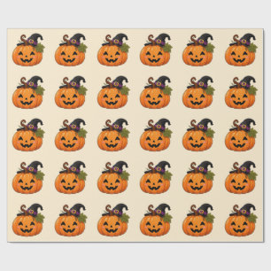 Zachte Halloween Pompoen Heksenhoed Sticker Cadeaupapier