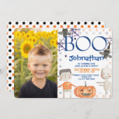 Zachte Halloween verjaardagsuitnodiging met foto j Kaart (Voorkant / Achterkant)