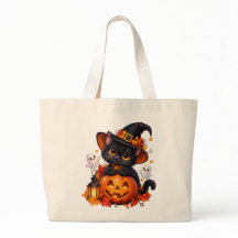 Zachte Halloween Zwarte Kat Boodschappentas