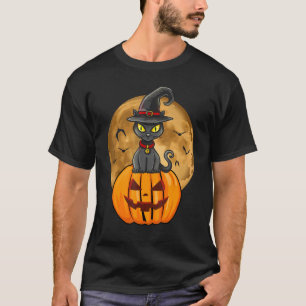 Zachte Halloween Zwarte Kat Heks Hoed Pompoen Voor T-shirt
