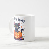 Zachte Halloween zwarte kat pompoen mok (Voorkant links)