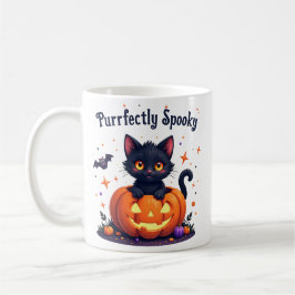 Zachte Halloween zwarte kat pompoen mok