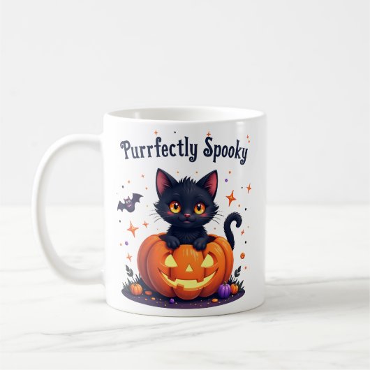 Zachte Halloween zwarte kat pompoen mok (Links)