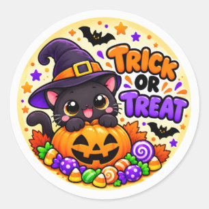 Zachte Halloween Zwarte Kat Trick or Treat Sticker