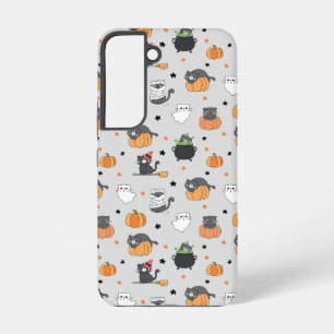 Zachte Halloweenkatten en -geestenpatroon Samsung Galaxy Hoesje