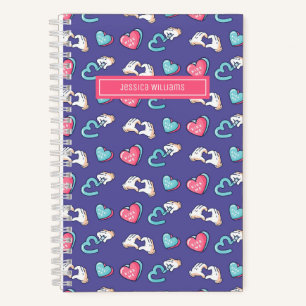 Zachte Hart Doodle Patroon Retro Tiener Liefde Paa Notitieboek