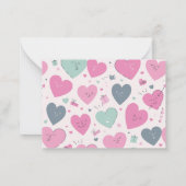 Zachte Hart Doodle Patroon Zoete Valentijnsdag Notitiekaartje (Achterkant)