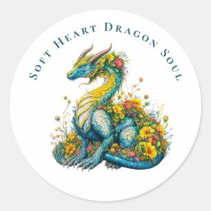 Zachte Hart Drakenziel Whimische Bloemendragers Ku Ronde Sticker