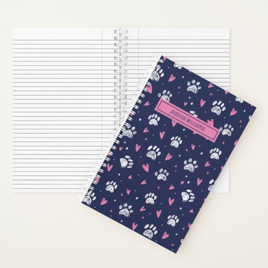 Zachte Hart Huisdier Pootafdruk Patroon Hond Kat L Notitieboek (Binnen)
