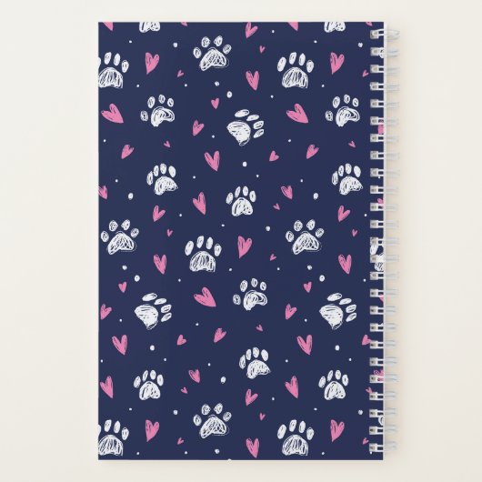 Zachte Hart Huisdier Pootafdruk Patroon Hond Kat L Notitieboek (Achterkant)