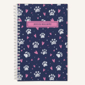 Zachte Hart Huisdier Pootafdruk Patroon Hond Kat L Notitieboek (Voorkant)