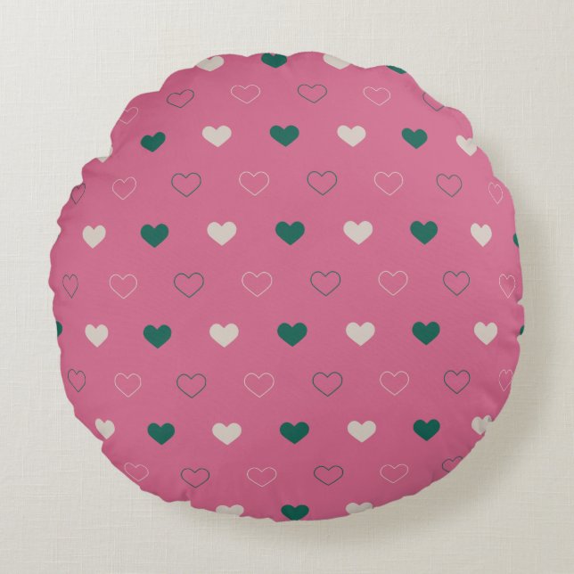 Zachte hart naadloos roze / groen rond kussen (Voorkant)