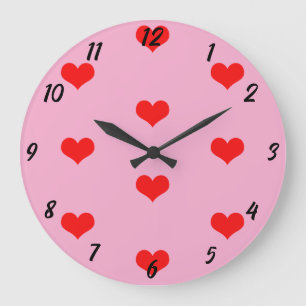Zachte Hart Patroon Rood Aangepaste Roze Valentijn Grote Klok