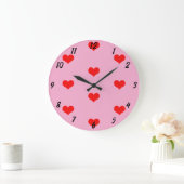 Zachte Hart Patroon Rood Aangepaste Roze Valentijn Grote Klok (Huis)
