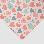 Zachte Hart Retro Kleuren Liefde Patroon Valentijn Tissuepapier (Detail)