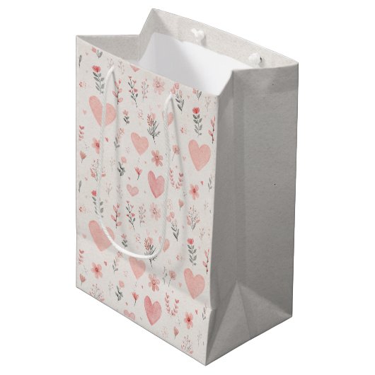 Zachte Harten Bloemengeschenktas Medium Cadeauzakje (Voorkant Gekanteld)