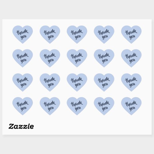 Zachte Hemelblauwe Bedankt Hart Sticker (Vel)