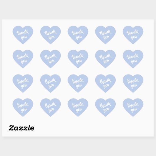 Zachte Hemelblauwe Bedankt Hart Sticker (Vel)