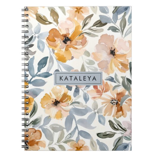 Zachte Herfst Bloemen Personalized Notitieboek (Voorkant)
