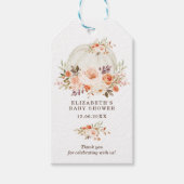 Zachte Herfst Bloemen Pompoen Baby Meisje Dank u Cadeaulabel (Voorkant)