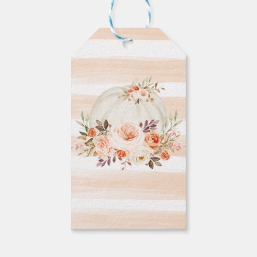 Zachte Herfst Bloemen Pompoen Baby Meisje Dank u Cadeaulabel (Achterkant)