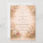 Zachte herfst bloemige bruiloft save the date (Voorkant)