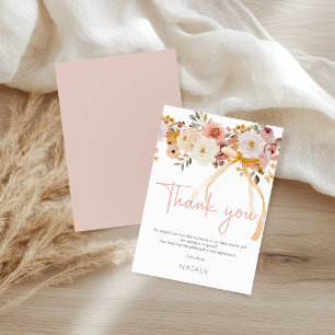 Zachte Herfst Lente Bloemige Baby Shower Dankjewel Kaart