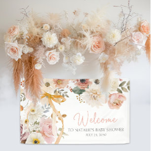 Zachte Herfst Lente Bloemige Baby Shower Welkom Spandoek