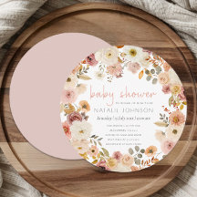 Zachte Herfst Lente Bloemige Ronde Baby Shower
