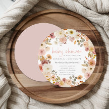 Zachte Herfst Lente Bloemige Ronde Baby Shower