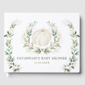 Zachte Herfst Pompoen Groenery Goud Neutrale Baby Gastenboek (Voorkant)