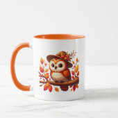 Zachte herfst seizoens uil monogram mok (Links)