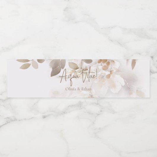 Zachte Herfstbladeren Bruiloft Waterfles Etiket (Enkel label)