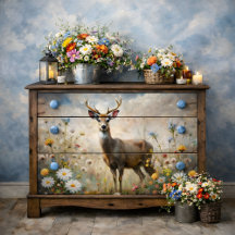 Zachte Herten in Bloemenweide Decoupage