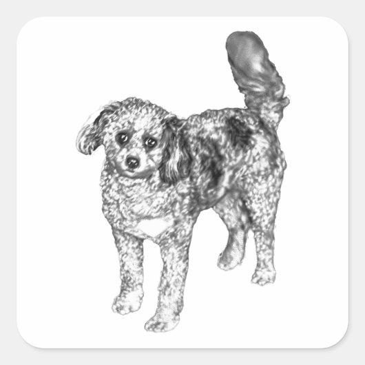 Zachte Hond met Fel Kerststickermotief Vierkante Sticker (Voorkant)