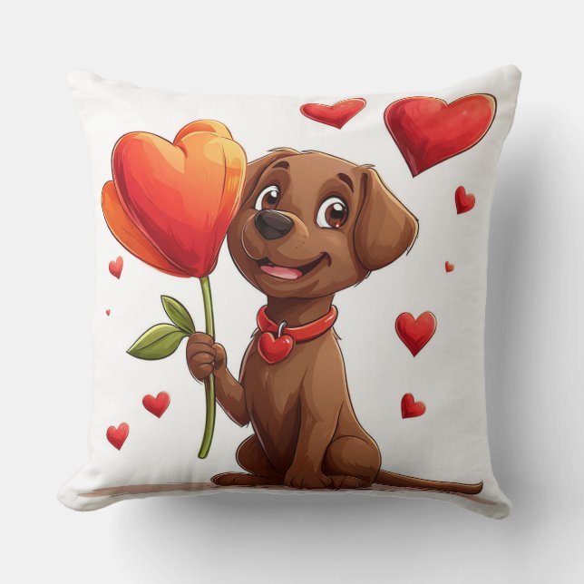 🐶 Zachte Honden Hartjes Worp Kussen Valentijns Ca (Voorkant)