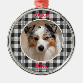 Zachte Hondenportret Buffalo Plaid Ontwerp Metalen Ornament (Voorkant)