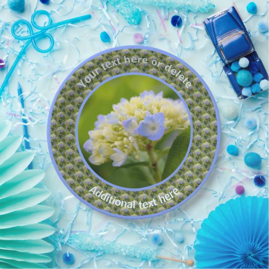 Zachte hortensia bloem gepersonaliseerde partij papieren bordje (Feest)