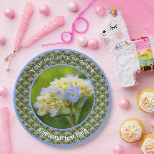 Zachte hortensia bloem gepersonaliseerde partij papieren bordje (Feest)
