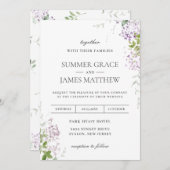 Zachte Hued Lila Paarse Bloemen Groen Bruiloft Kaart (Voorkant / Achterkant)