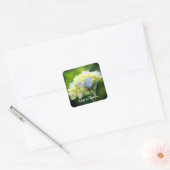 Zachte hydrangea ventilator, speciaal aangepast vierkante sticker (Envelop)