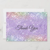 Zachte iriserende lila paarse nepschitter glitter bedankkaart (Voorkant)